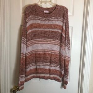 Pink Lily Oversized Striped Crewneck Sweater. Size Small